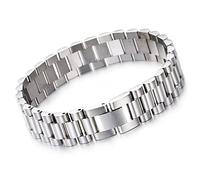 BNCXMO Pulseras de enlace de acero inoxidable para hombres para hombres, pulsera de reloj, pulsera de cadena de forma, regalo para parejas, esposo, novio
