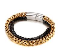 BNCXMO Pulseras de enlace de acero inoxidable para hombres, pulsera personalizada de doble enlace, regalo para parejas, esposo, novio