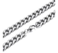 BNCXMO Pulseras para hombres, brazalete de acero inoxidable de cadena cubana simple para hombres