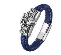 BNCXMO Regalos para hombres pulsera grabada, pulsera personalizada para la cabeza, pulsera vintage de acero inoxidable con cierre magnético, falso, sin circonitas