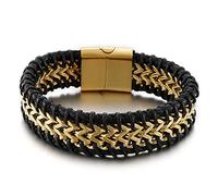 BNCXMO Regalos personalizados Braceletas Pulseras frías Pulseras cruzadas Cadena de muñeca para hombres Acero inoxidable con cierre de seguridad