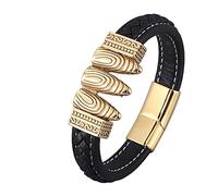 BNCXMO Regalos personalizados Pulsera de brazalete Vintage para hombres 3 Pulseras de calavera para hombres Cadena retro de acero inoxidable con cierre magnético