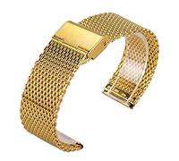 BNCXMO Reloj, Correa de la banda de reloj de acero inoxidable de malla de lujo, Hebilla del gancho de la banda de vigilancia de 20/22 mm de ancho + 2 barras de resorte (color: oro, tamaño: 22 mm)