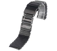 BNCXMO Reloj Strap 20 mm 22 mm 24 mm para hombre de acero inoxidable de acero inoxidable de la masa de la muñeca de la pulsera de la pulsera del botón del botón negro del botón del botón