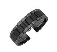 BNCXMO Reloj Watch Smart Ceramic Start Strap esbrojada con plantilla de arena tres cerámica Correa de cerámica 20 mm de 22 mm (color: bordes brillantes, tamaño: 18 mm)