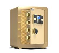 BNCXMO Safe Steel Fireproof Safe, Caja de Seguridad de la Oficina en el hogar, Gabinetes de Almacenamiento de Seguridad de cerraduras electrónicas (marrón, 40x36x32cm) (Oro 25x35x25cm)