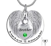 BNCXMO Ya no a mi Lado, Sino para Siempre en mi corazón Acero Inoxidable, Acero Inoxidable cremación de cremación Collar para Cenizas - Hermano