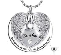 BNCXMO Ya no a mi Lado, Sino para Siempre en mi corazón Acero Inoxidable, Acero Inoxidable cremación de cremación Collar para Cenizas - Hermano