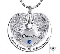 BNCXMO Ya no a mi Lado, Sino para Siempre en mi corazón Acero Inoxidable cremación cremación de cremación Collar para Cenizas - Abuelo