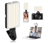 BNEHHOV 90 LED Portátil Selfie Luz con Clip, CRI 95+ Recargable 1800mAh Teléfono Luces de Relleno, Ajustado 3 Modos de Luz y 10 Niveles de Brillo para el Teléfono, Ordenador Portátil, Cámara (M160)