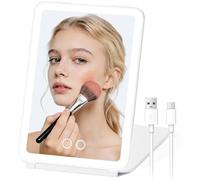 BNEHHOV Espejo de Maquillaje con Luz LED Recargable, Espejo Cosmético Portátil con 72 Leds, Brillo Ajustable 3 Modos de Luz, Batería 2000 mAh, Control Táctil, Espejo Plegable de Mesa para Viaje