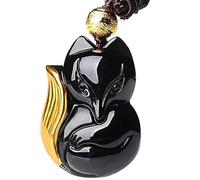 BNfthRT Collar con colgante de cristal zorro obsidiana