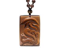 BNfthRT Collar con colgante de zorro nueve colas obsidiana for hombres y mujeres