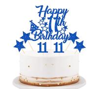 bng-bng Decoración para tarta de cumpleaños número 11 para niños, decoración de pastel de cumpleaños número 11 para niños y niñas, suministros para fiestas de cumpleaños de once años