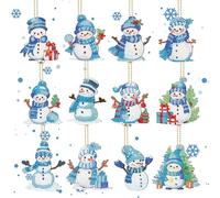 BNGXR 12 Piezas Colgantes de Navidad Llaveros Pintura Diamantes, Diamante Pintura Colgante de Navidad 5D DIY Diamond Painting Kit Completo Diamond Painting para Niños y Adultos