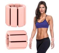 BNGXR 2 Pcs Pesas de Muñeca y Tobillo, Pesas Pierna Tobillos Pulsera Pesos Ajustable(0.23 kg/unidad) Portátiles Muñequera con Peso para Damas Hombres Aptitud Física Correr Yoga Pilates, Rosa Carne