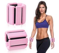 BNGXR 2 Pcs Pesas de Muñeca y Tobillo, Pesas Pierna Tobillos, Pulsera Pesos Ajustable, Portátiles Muñequera con Peso para Damas Hombres Aptitud Física, Correr, Caminar, Yoga, Pilates (Rosa)