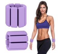 BNGXR 2 Pcs Pesas de Muñeca y Tobillo, Pesas Pierna Tobillos, Pulsera Pesos Ajustable, Portátiles Muñequera con Peso para Damas Hombres Aptitud Física, Correr, Caminar, Yoga, Pilates (Púrpura)