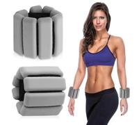 BNGXR 2 Pcs Pesas de Muñeca y Tobillo, Pesas Pierna Tobillos, Pulsera Pesos Ajustable, Portátiles Muñequera con Peso para Damas Hombres Aptitud Física, Correr, Caminar, Yoga, Pilates (Gris)