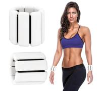 BNGXR 2 Pcs Pesas de Muñeca y Tobillo, Pesas Pierna Tobillos, Pulsera Pesos Ajustable, Portátiles Muñequera con Peso para Damas Hombres Aptitud Física, Correr, Caminar, Yoga, Pilates (Blanco)