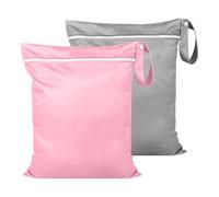 BNGXR 2 Unidades 38x48cm Bolsa Impermeable Piscina, Bolsa Húmeda Reutilizable Bolsas de Ropa Sucia Organizador de Pañales Wet Bag Bolsas Húmedas para Hogar Playa Natación Viaje(Gris Rosa)