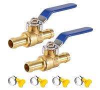 BNGXR 2 válvulas de bola de cierre de 19 mm, 2 vías, válvula de bola de latón, válvula de cierre de bola de 2 vías, con 4 abrazaderas para sistemas de calefacción de agua, sistemas de aire comprimido