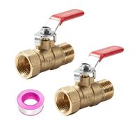BNGXR 2 válvulas de bola de latón de 1/2 pulgadas, válvula de paso de latón con mango de palanca, válvula de cierre AG/IG PN25 DN15 con cinta de sellado paso completo para agua, gas, accesorios de