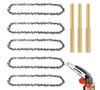 BNGXR 5 piezas de cadenas de motosierra, cadena de 6 pulgadas para motosierra, 37 eslabones de transmisión 18 cuchillas, mini cadena de repuesto para motosierra de jardín con 3 piezas de afilador de