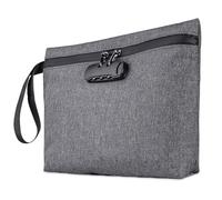 BNGXR Bolsa Antiodor con Cerradura de Combinación, 32 x 20 cm Bolsa de Dinero Impermeable, Prueba de Olores, Antirrobo, Viajar Bolsa de Almacenamiento, para Almacenar Efectivo y Objetos (gris)