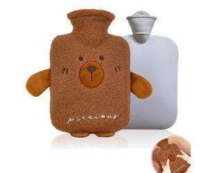 BNGXR Bolsa de Agua Caliente, 1L Animales Hot Water Bottle con Térmica Suave de Peluche Extraíble Botella de Agua Caliente Calentadores de Manos para Alivio del Dolor de Espalda Cuello