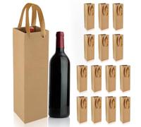 BNGXR Bolsas para Botellas,Bolsa para vino de papel kraft,15 Piezas Bolsas de Papel Kraft,Bolsas para Botellas de Vino Regalo,organizador de vino,color marrón,para Navidad,fiesta (35 x 9 x 11 cm)