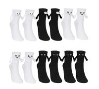 BNGXR Calcetines Magnéticos, Mano a Mano Calcetines, Pareja Magnéticos con Manos, Divertidos Succión 3D Manos Hold (6 blanco negro)