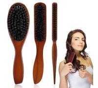 BNGXR Cepillo para el Cabello de Jabalí,Cepillo de Pelo de Cerdas Naturales,2 Piezas Cepillo para Pelo de Cerdas Naturales de Jabalí,Reduciendo La Rotura del Cabello,para Cabello Largo, Ondulado