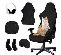 BNGXR Funda para Silla de Juegos, 6 Piezas Suave Transpirable Funda Silla Escritorio, Sillas de Oficina Ajustables Duradero Elástica, Lavable y Extraíble, para Recambios Sillas Gaming