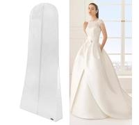 BNGXR Funda para Vestido de Novia, 180cm Novia Funda para Vestido, Resistente al Polvo y Manchas Transpirable Bolsa de Ropa Funda, para Vestidos de Novia, Vestidos de Noche o Americanas (Blanco)