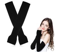 BNGXR Guantes Largos sin Dedos, Calentadores de Brazos Guantes Largos Elásticos Sin Dedos Manoplas Punto Punto Mitones Manoplas de Invierno manga larga Guantes Brazo Manga Larga Asaltado Sin Dedos