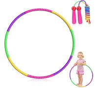 BNGXR Hula Hoop para Niños, Multicolor Hula Hoop con Jump Rope, 66 cm de Diámetro, Diseño Desmontable de 8 Piezas, para Interior y Exterior, Fitness, Gimnasia, Danza, Yoga