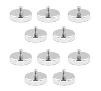 BNGXR Juego de 10 Imanes de Neodimio, Ø 25 mm con Rosca Exterior M5, Imán con Fuerza de Tracción de 20 kg, Imanes Redondos de Neodimio con Rosca, para Tornillos de Ojal o Gancho