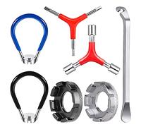 BNGXR Llave para Radios de Bicicleta, 7 PCS Juego de Tensores para Radios de Bicicleta de Bicicletas Ajuste Palanca de Neumático, Extractor de Válvula para Reparar Radios de Bicicleta