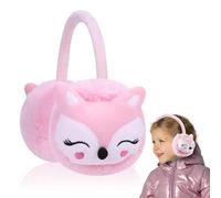 BNGXR Orejeras de Invierno para Niños y Niñas con Diseño de Zorro - Resistentes al Viento, Peluche, Protección Térmica para Exteriores y Viajes - Rosa