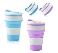 BNGXR Taza plegable, 2 piezas vasos de viaje plegables,Taza de silicona de 350 ml taza de camping portátil reutilizable,Taza de café plegable para picnic, senderismo, viajes, mochileros