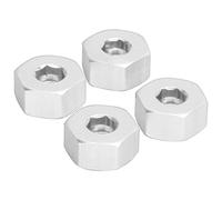 Bnineteenteam 4 cubos hexagonales de rueda RC, adaptador hexagonal de cubo de rueda combinador de 5 mm a 12 mm, espaciador de rueda RC para camiones WPL D12 1/10 RC (S plateado)