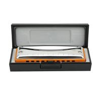 Bnineteenteam Armónica, Armónica de Blues con Llave C de 10 Orificios de Acero Inoxidable para Principiantes y Estudiantes, Instrumento Musical Portátil con Estuche de Transporte (ORANGE)