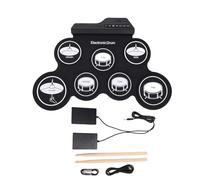 Bnineteenteam Batería Electrónica Enrollable de Silicona con Altavoz Incorporado, 7 Almohadillas para Niños Principiantes que Practican en Casa