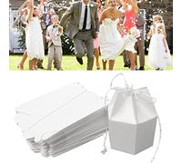 Bnineteenteam Cajas de Golosinas, Caja de Dulces Hexagonal de Papel Kraft, 50 Piezas para Favores de Baby Shower de Boda, Embalaje de (Papel blanco)