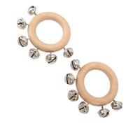 Bnineteenteam Campana de Mano, Madera de Haya y Metal, 2 Piezas, Sonajero Redondo de 8 Cm de Diámetro para Bailar y Divertirse en Fiestas