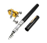 Bnineteenteam Caña de Pescar Tipo Pluma, Mini Caña Telescópica Portátil, Aleación de Aluminio, Carrete Compacto para Baitcasting, Combo de 8,1 Pulgadas para Pesca de Viaje (Black)