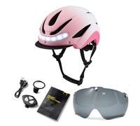 Bnineteenteam Casco de Bicicleta, Casco de Ciclismo Inteligente con Intermitentes LED, Lente Antivaho, Equipo de Seguridad Vial Recargable por USB para Ciclistas (Largo 57-62CM)