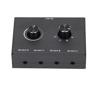 Bnineteenteam Conmutador de de 4 Vías, Caja Selectora de Aleación de Aluminio con Silenciador de una Tecla para Auriculares y Altavoces, PC, Portátil y Teléfono