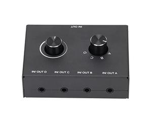 Bnineteenteam Conmutador de de 4 Vías, Caja Selectora de Aleación de Aluminio con Silenciador de una Tecla para Auriculares y Altavoces, PC, Portátil y Teléfono